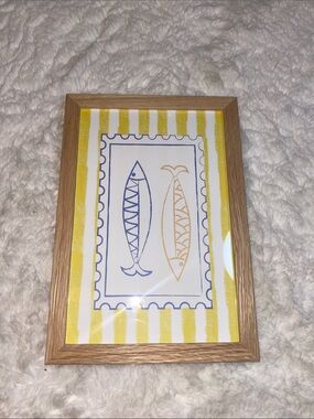 🐠 Coastal Framed Fish Wall Art - Yellow & Blue